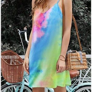 Tie Dye Spaghetti Strap Mini Dress XL